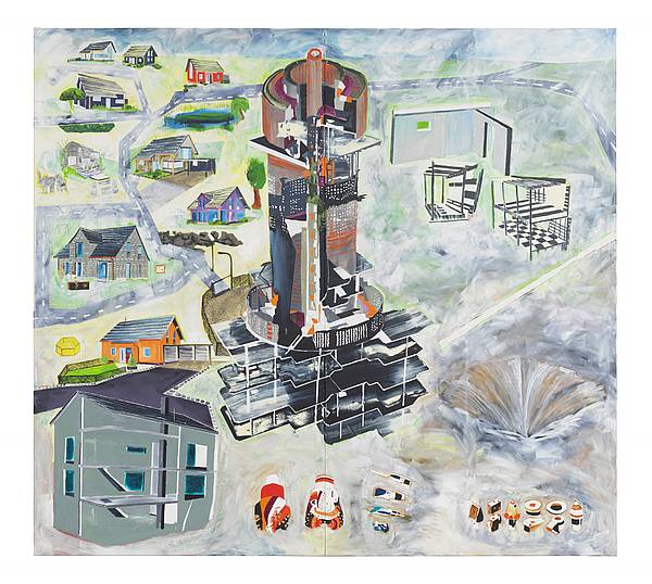 Martin Schepers - "Bohrturm" 280 x 310 cm Öl auf Leinwand, 2024-2025