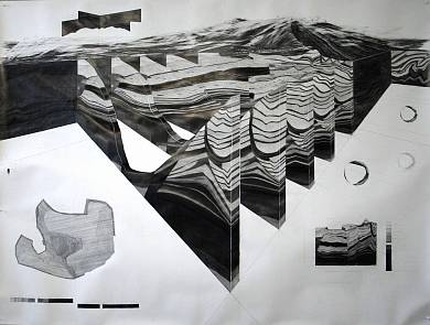 Martin Schepers - Verwerfungen - Martin Schepers Verwerfungen Anthropozän Große Zeichnung Graphit auf Papier165 x 210 cm